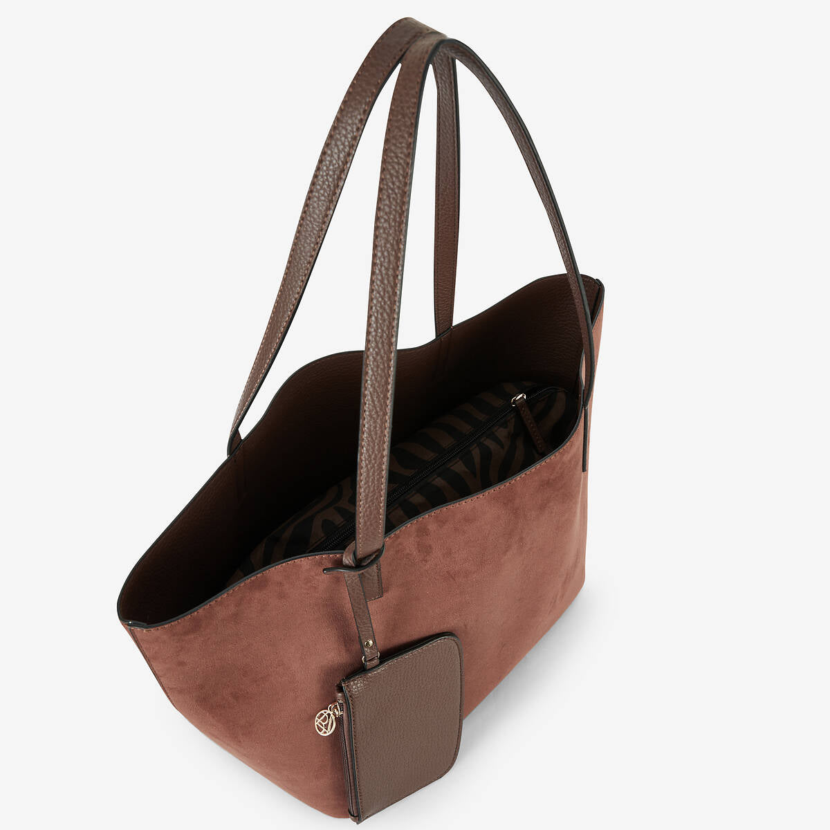 Sac cabas réversible bi matière marron