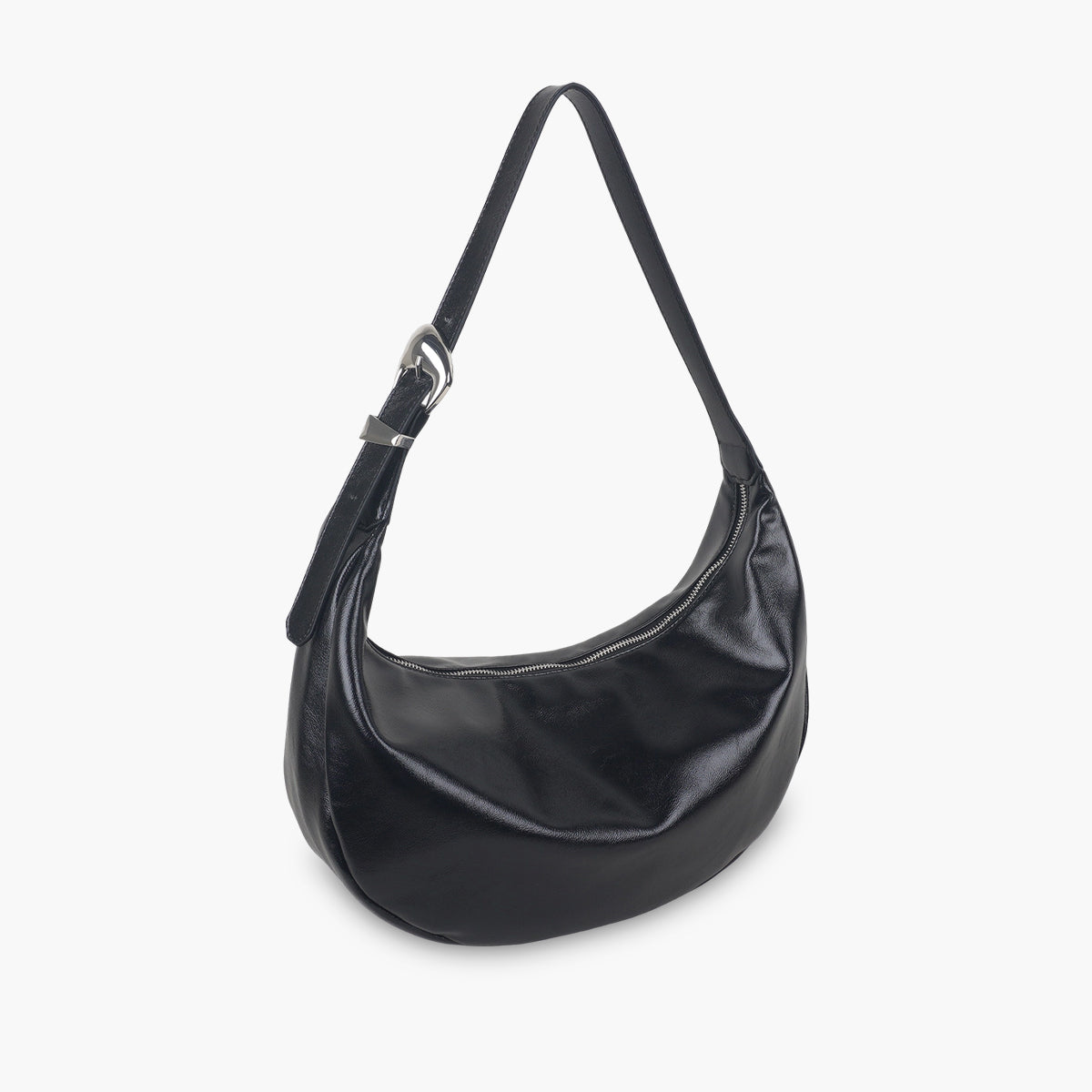 Sac hobo noir en simili cuir