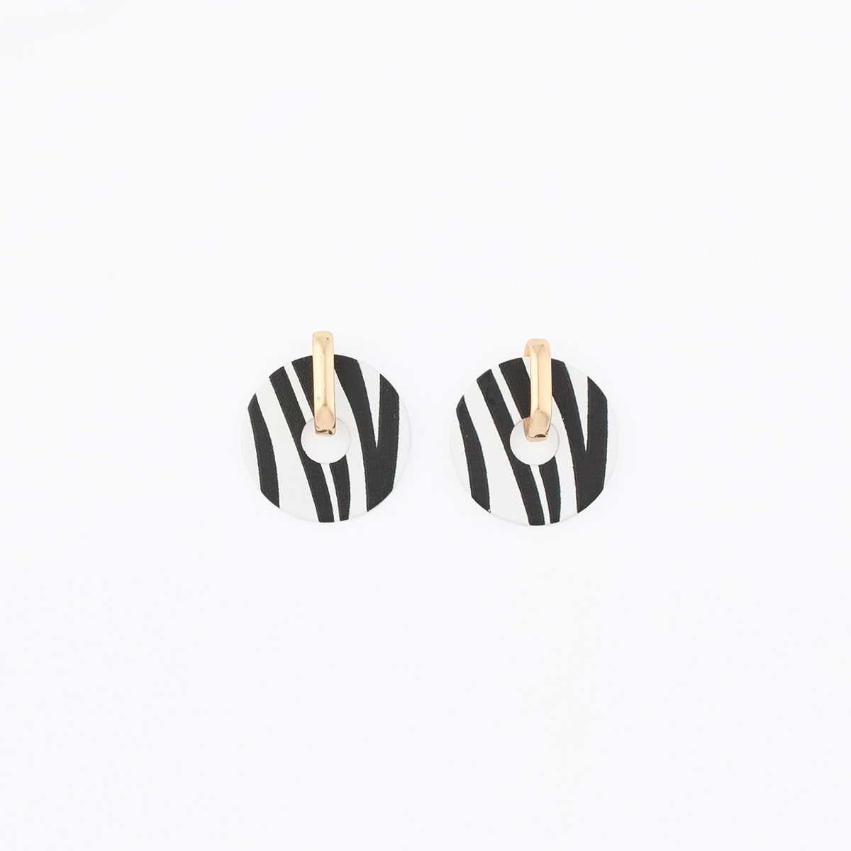 Boucles d'oreilles rondes motif zèbre