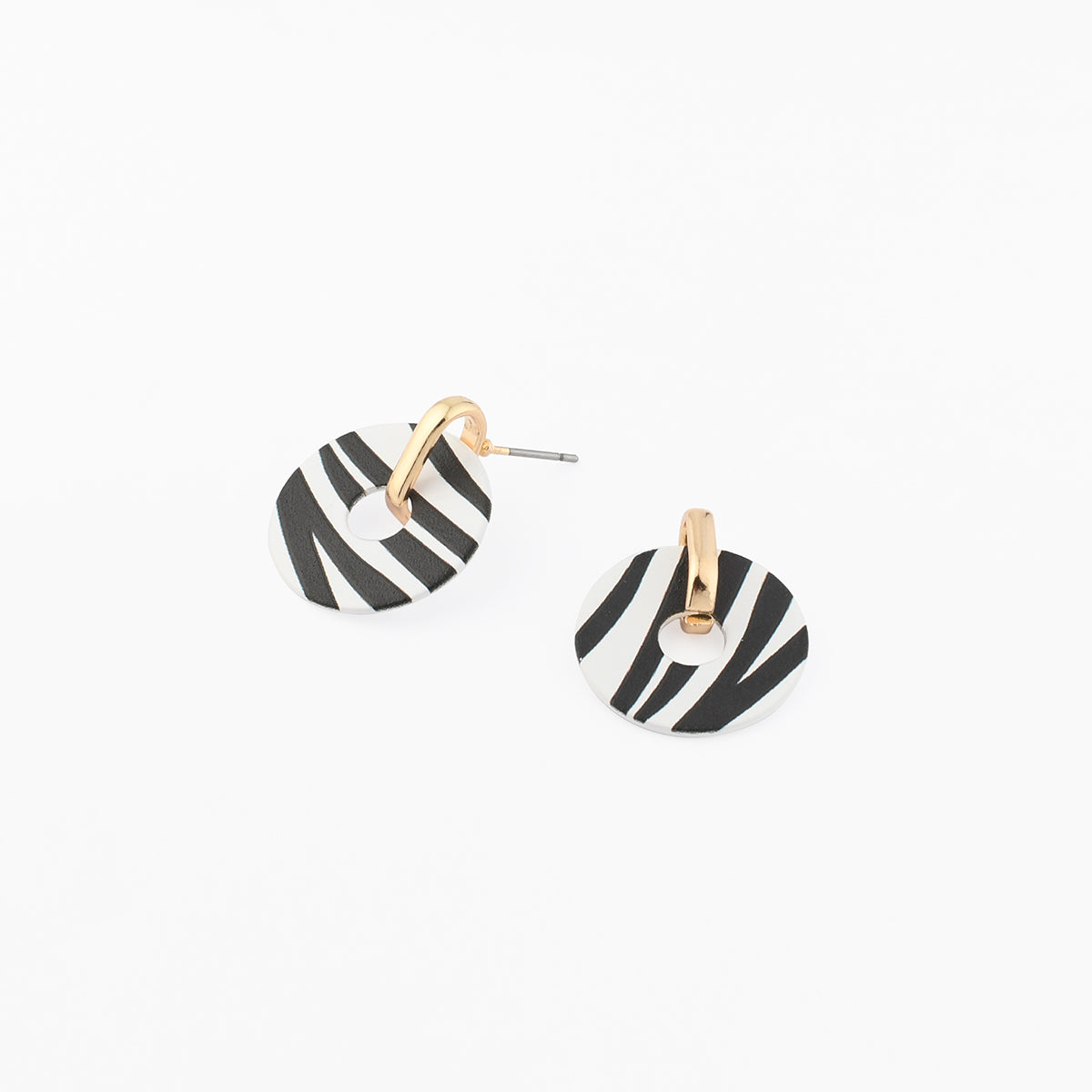 Boucles d'oreilles rondes motif zèbre