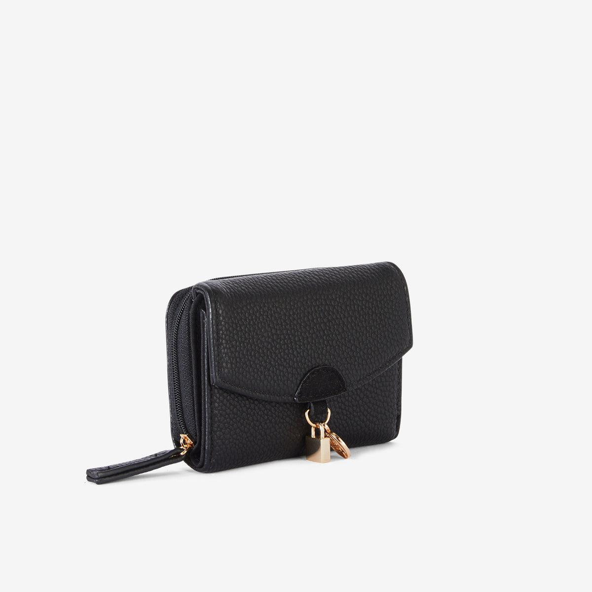 Portefeuille compagnon zippé à rabat noir